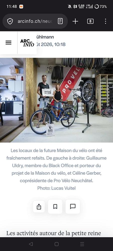 ArcInfo article Maison du Vélo du 7 aout 2026